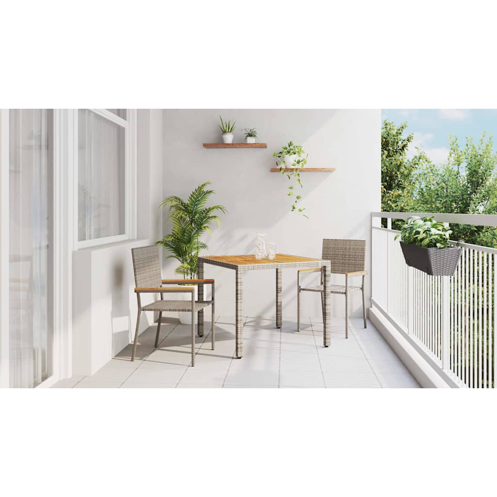 Garden Dining Set 3 pcs Grey Poly Rattan