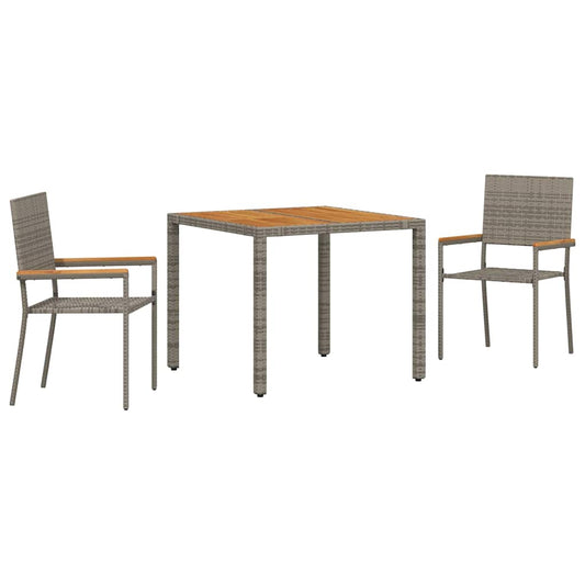 Garden Dining Set 3 pcs Grey Poly Rattan Garden Dining Set 3 pcs Grey Poly Rattan