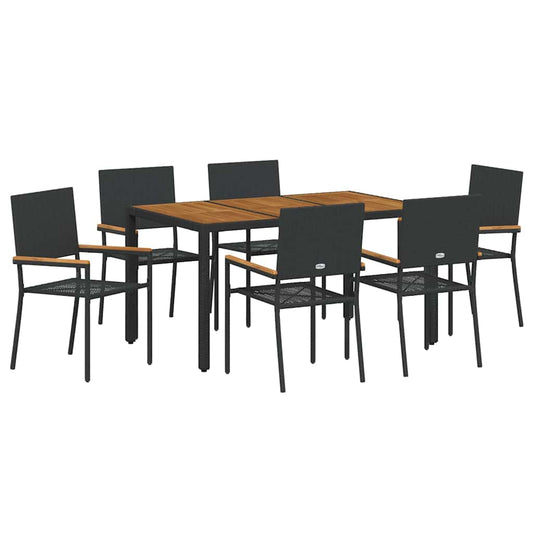 Garden Dining Set 7 pcs Black Poly Rattan Garden Dining Set 7 pcs Black Poly Rattan