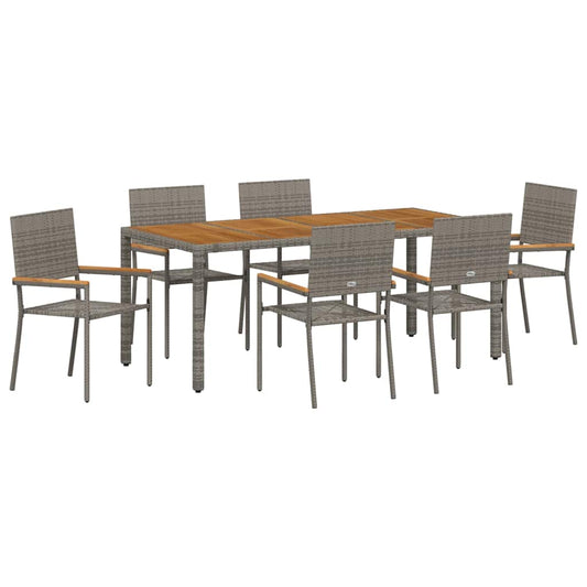 Garden Dining Set 7 pcs Grey Poly Rattan Garden Dining Set 7 pcs Grey Poly Rattan