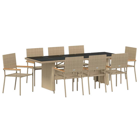 Garden Dining Set 9 pcs Beige Poly Rattan Garden Dining Set 9 pcs Beige Poly Rattan