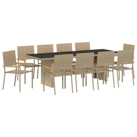 Garden Dining Set 11 pcs Beige Poly Rattan Garden Dining Set 11 pcs Beige Poly Rattan