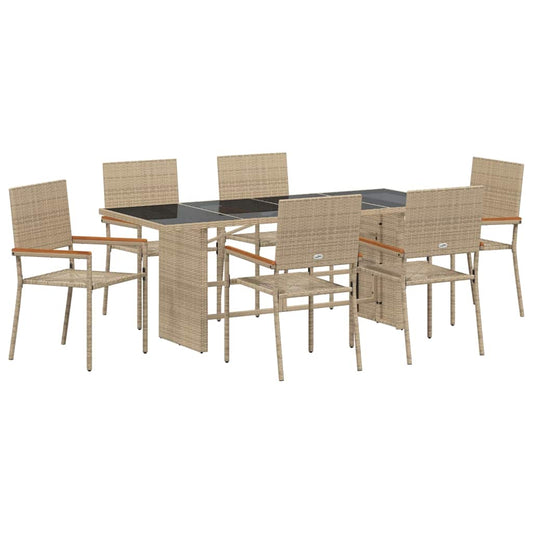 Garden Dining Set 7 pcs Beige Poly Rattan Garden Dining Set 7 pcs Beige Poly Rattan