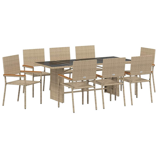 Garden Dining Set 9 pcs Beige Poly Rattan Garden Dining Set 9 pcs Beige Poly Rattan