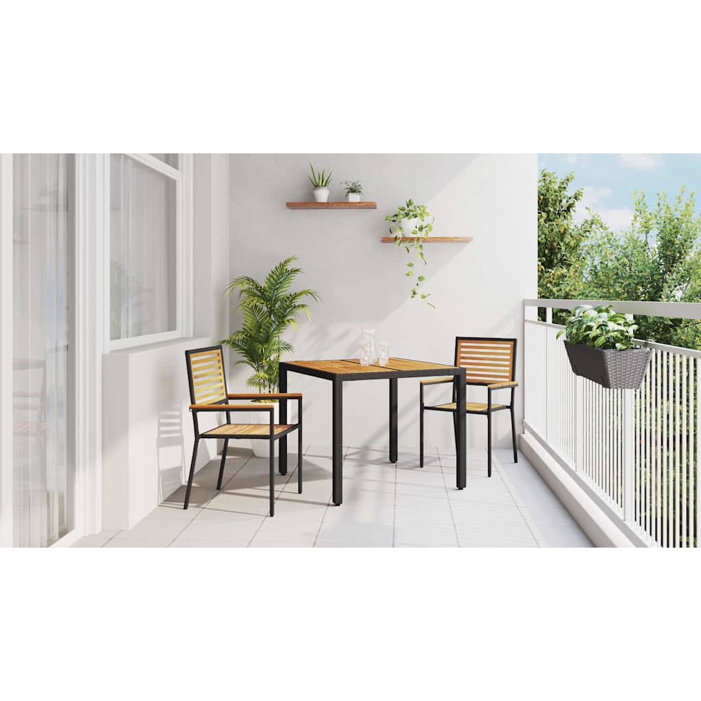 Garden Dining Set 3 pcs Black and Brown Poly Rattan