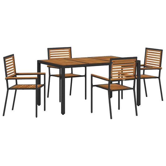 Garden Dining Set 5 pcs Black and Brown Poly Rattan Garden Dining Set 5 pcs Black and Brown Poly Rattan