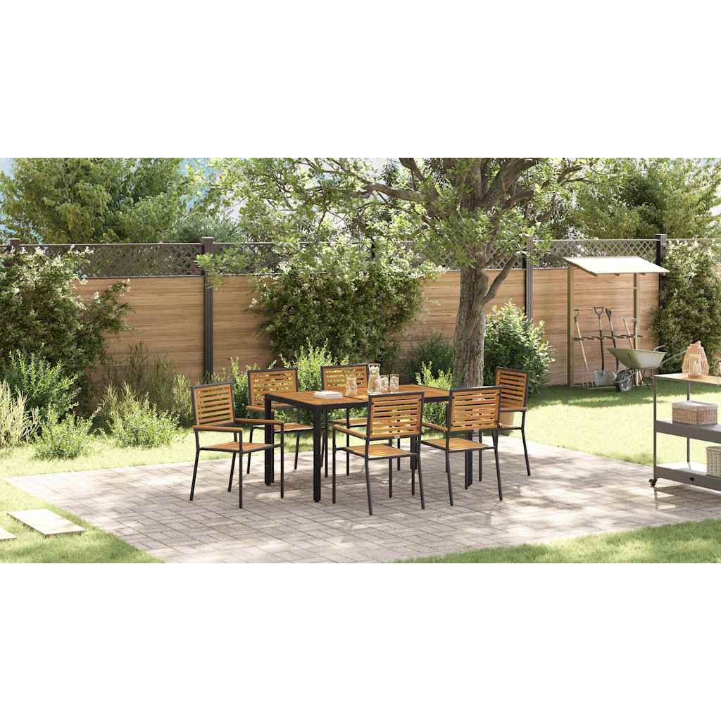 Garden Dining Set 7 pcs Black and Brown Poly Rattan