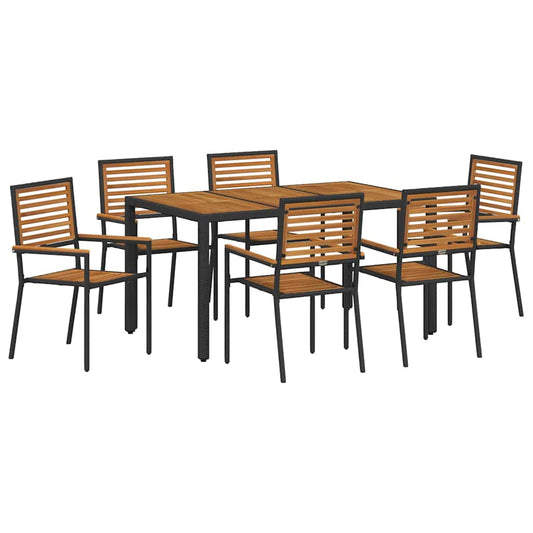 Garden Dining Set 7 pcs Black and Brown Poly Rattan Garden Dining Set 7 pcs Black and Brown Poly Rattan