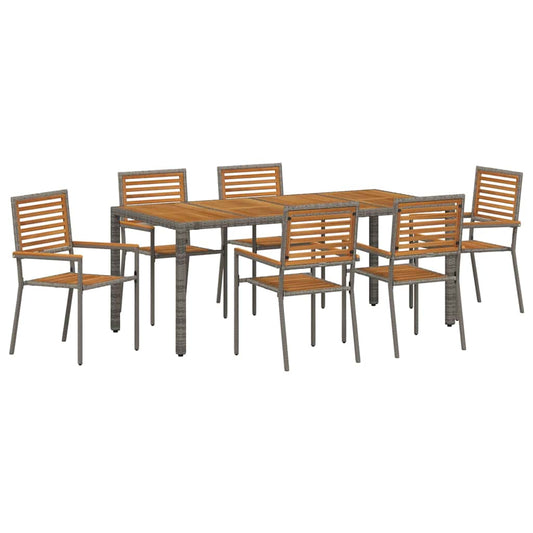 Garden Dining Set 7 pcs Grey and Brown Poly Rattan Garden Dining Set 7 pcs Grey and Brown Poly Rattan