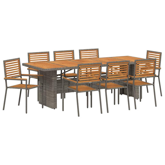 Garden Dining Set 9 pcs Grey and Brown Poly Rattan Garden Dining Set 9 pcs Grey and Brown Poly Rattan