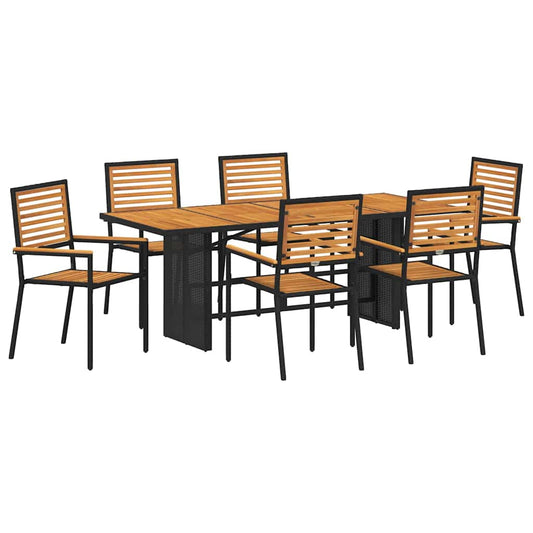 Garden Dining Set 7 pcs Black and Brown Poly Rattan Garden Dining Set 7 pcs Black and Brown Poly Rattan