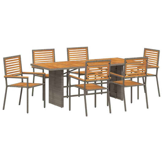 Garden Dining Set 7 pcs Grey and Brown Poly Rattan Garden Dining Set 7 pcs Grey and Brown Poly Rattan