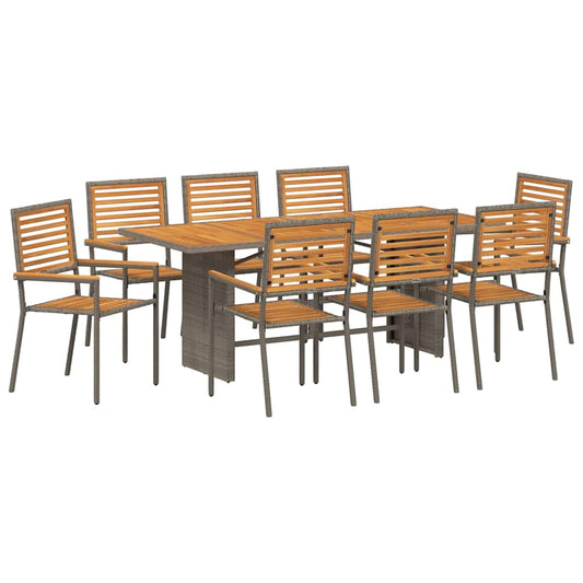 Garden Dining Set 9 pcs Grey and Brown Poly Rattan Garden Dining Set 9 pcs Grey and Brown Poly Rattan