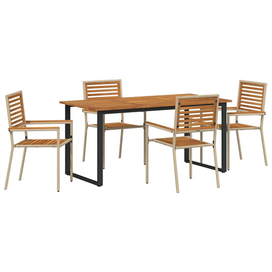 Garden Dining Set 5 pcs Beige Solid Acacia Wood Garden Dining Set 5 pcs Beige Solid Acacia Wood