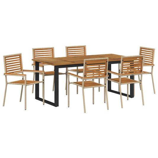 Garden Dining Set 7 pcs Beige Solid Acacia Wood Garden Dining Set 7 pcs Beige Solid Acacia Wood