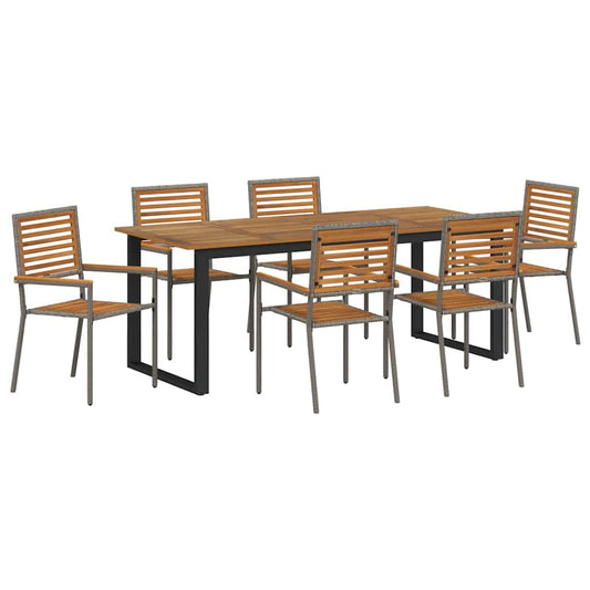 Garden Dining Set 7 pcs Grey Solid Acacia Wood Garden Dining Set 7 pcs Grey Solid Acacia Wood