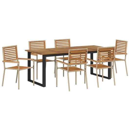 Garden Dining Set 7 pcs Beige Solid Acacia Wood Garden Dining Set 7 pcs Beige Solid Acacia Wood