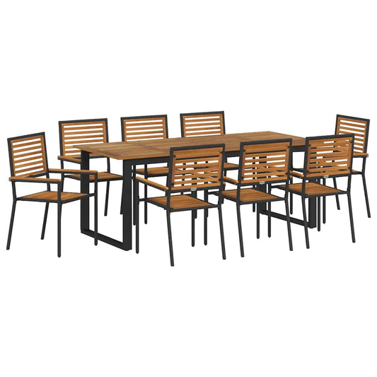 Garden Dining Set 9 pcs Black Solid Acacia Wood Garden Dining Set 9 pcs Black Solid Acacia Wood