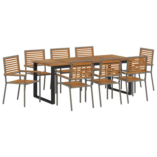 Garden Dining Set 9 pcs Grey Solid Acacia Wood Garden Dining Set 9 pcs Grey Solid Acacia Wood