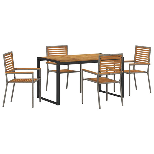 Garden Dining Set 5 pcs Grey and Brown Poly Rattan Garden Dining Set 5 pcs Grey and Brown Poly Rattan