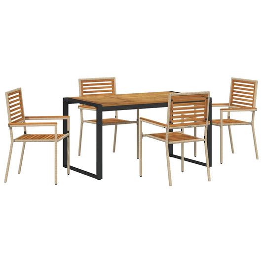 Garden Dining Set 5 pcs Beige and Brown Poly Rattan Garden Dining Set 5 pcs Beige and Brown Poly Rattan