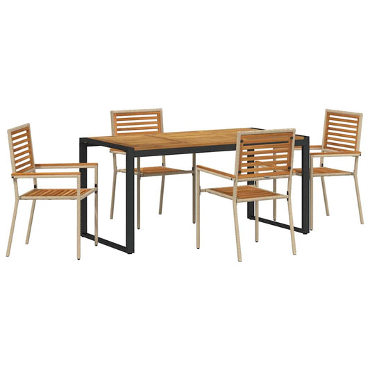 Garden Dining Set 5 pcs Beige and Brown Poly Rattan Garden Dining Set 5 pcs Beige and Brown Poly Rattan