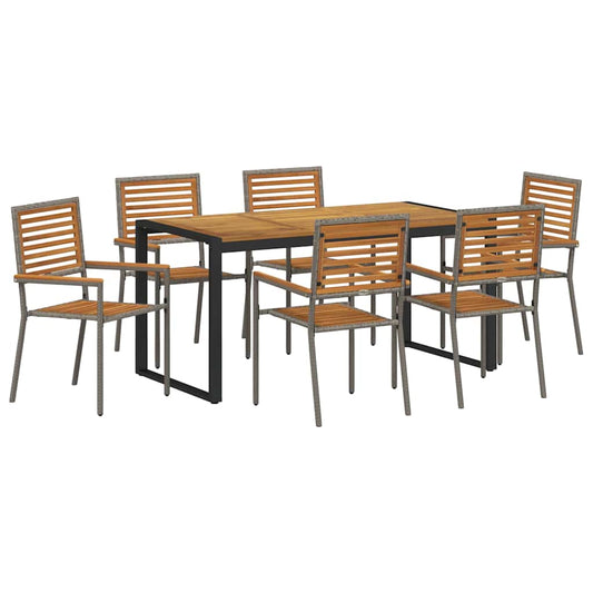 Garden Dining Set 7 pcs Grey and Brown Poly Rattan Garden Dining Set 7 pcs Grey and Brown Poly Rattan