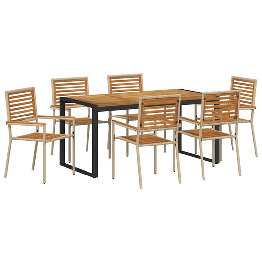 Garden Dining Set 7 pcs Beige and Brown Poly Rattan Garden Dining Set 7 pcs Beige and Brown Poly Rattan