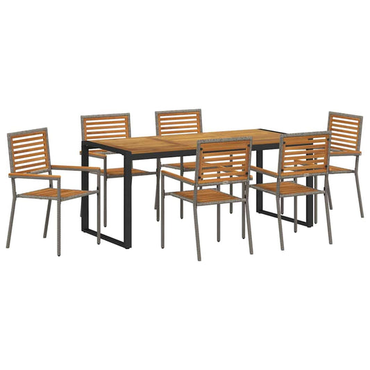 Garden Dining Set 7 pcs Grey and Brown Poly Rattan Garden Dining Set 7 pcs Grey and Brown Poly Rattan