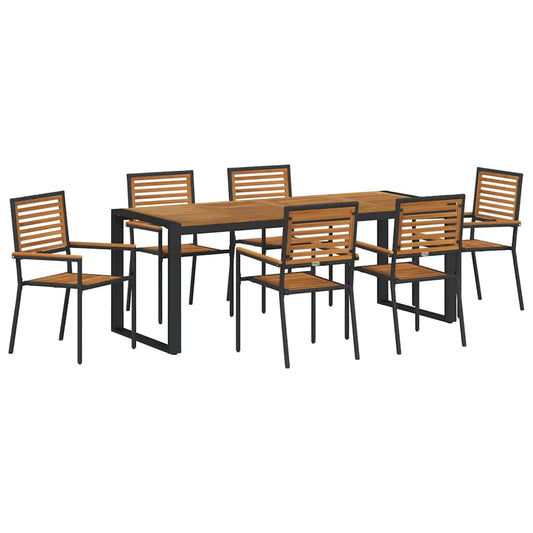 Garden Dining Set 7 pcs Black and Brown Poly Rattan Garden Dining Set 7 pcs Black and Brown Poly Rattan