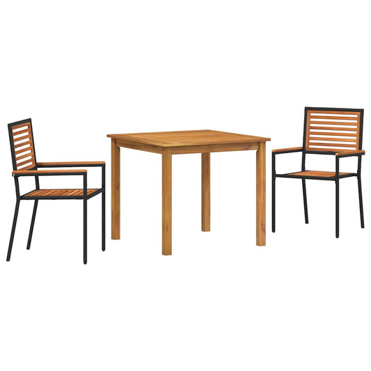 Garden Dining Set 3 pcs Black Solid Acacia Wood Garden Dining Set 3 pcs Black Solid Acacia Wood