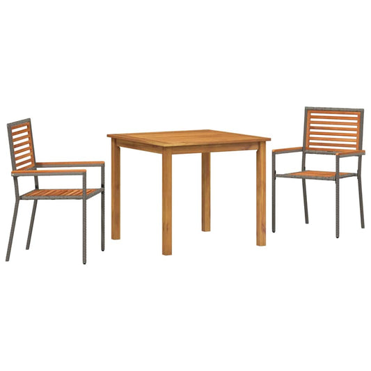Garden Dining Set 3 pcs Grey Solid Acacia Wood Garden Dining Set 3 pcs Grey Solid Acacia Wood