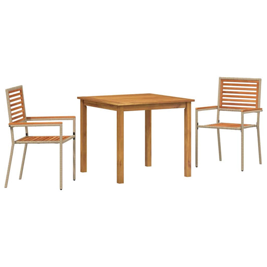 Garden Dining Set 3 pcs Beige Solid Acacia Wood Garden Dining Set 3 pcs Beige Solid Acacia Wood