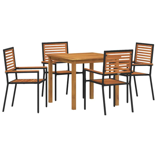 Garden Dining Set 5 pcs Black Solid Acacia Wood Garden Dining Set 5 pcs Black Solid Acacia Wood