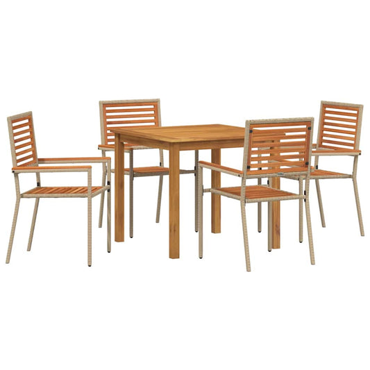 Garden Dining Set 5 pcs Beige Solid Acacia Wood Garden Dining Set 5 pcs Beige Solid Acacia Wood