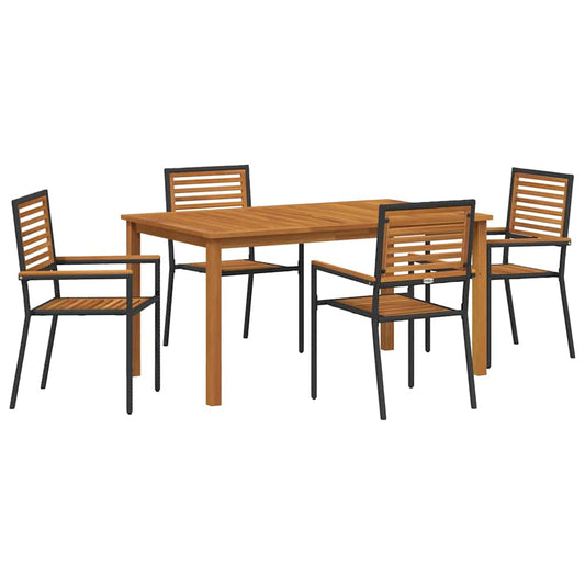 Garden Dining Set 5 pcs Black Solid Acacia Wood Garden Dining Set 5 pcs Black Solid Acacia Wood
