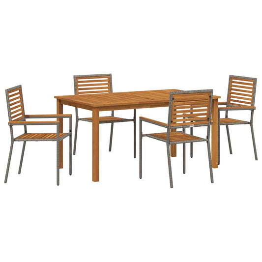 Garden Dining Set 5 pcs Grey Solid Acacia Wood Garden Dining Set 5 pcs Grey Solid Acacia Wood