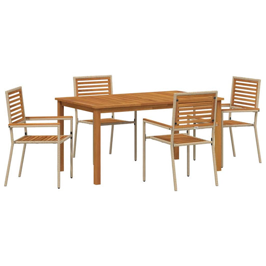 Garden Dining Set 5 pcs Beige Solid Acacia Wood Garden Dining Set 5 pcs Beige Solid Acacia Wood