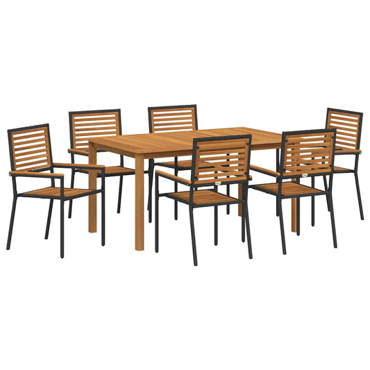 Garden Dining Set 7 pcs Black Solid Acacia Wood Garden Dining Set 7 pcs Black Solid Acacia Wood