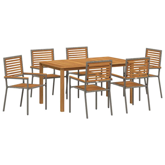 Garden Dining Set 7 pcs Grey Solid Acacia Wood Garden Dining Set 7 pcs Grey Solid Acacia Wood
