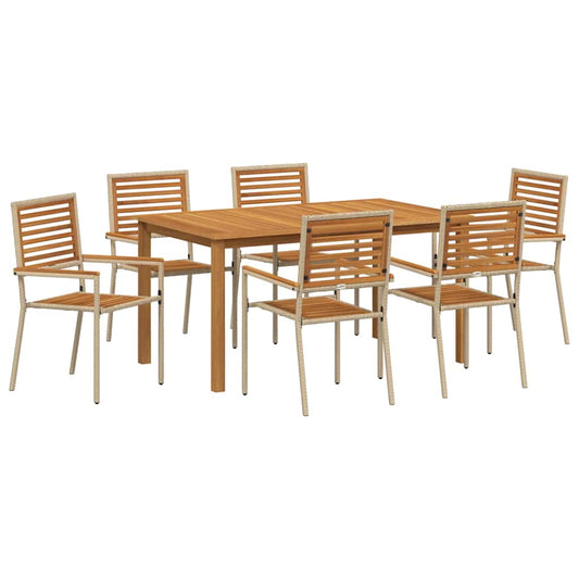 Garden Dining Set 7 pcs Beige Solid Acacia Wood Garden Dining Set 7 pcs Beige Solid Acacia Wood