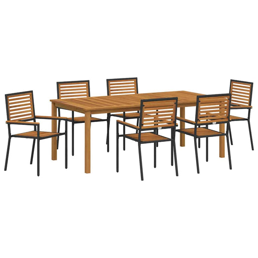 Garden Dining Set 7 pcs Black Solid Acacia Wood Garden Dining Set 7 pcs Black Solid Acacia Wood