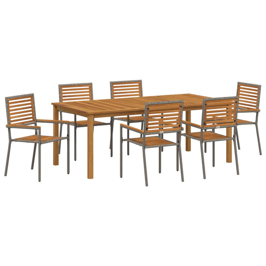 Garden Dining Set 7 pcs Grey Solid Acacia Wood Garden Dining Set 7 pcs Grey Solid Acacia Wood