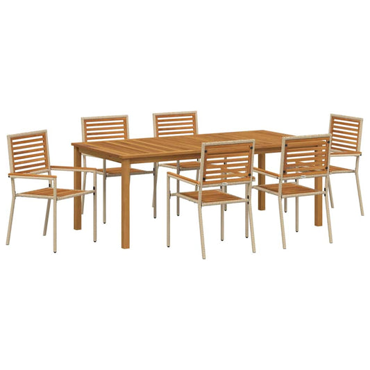Garden Dining Set 7 pcs Beige Solid Acacia Wood Garden Dining Set 7 pcs Beige Solid Acacia Wood