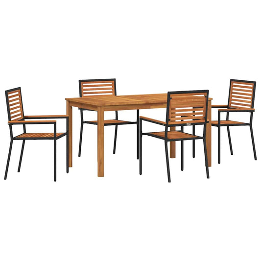 Garden Dining Set 5 pcs Black Solid Acacia Wood Garden Dining Set 5 pcs Black Solid Acacia Wood