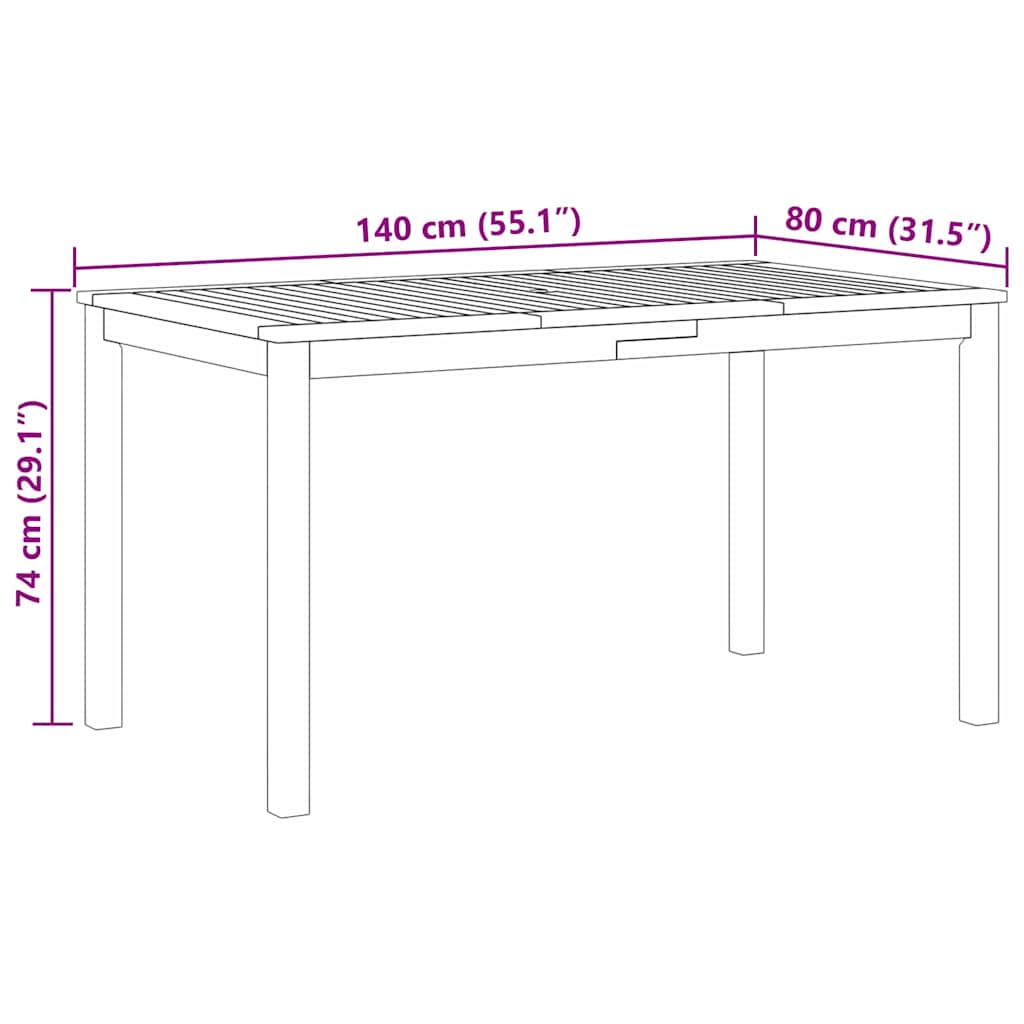 Garden Dining Set 5 pcs Black Solid Acacia Wood
