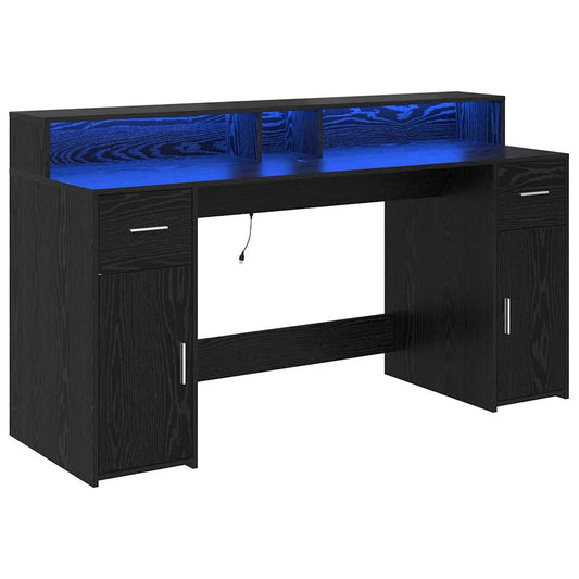 Desk with Drawer Black oak 160 x 55 x 91 cm Engineered wood Desk with Drawer Black oak 160 x 55 x 91 cm Engineered wood