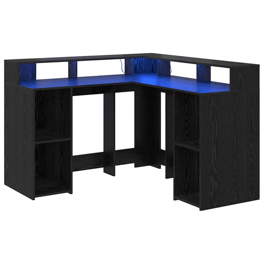 Desk with Shelf Black Oak 130 x 130 x 91 cm Engineered wood Desk with Shelf Black Oak 130 x 130 x 91 cm Engineered wood