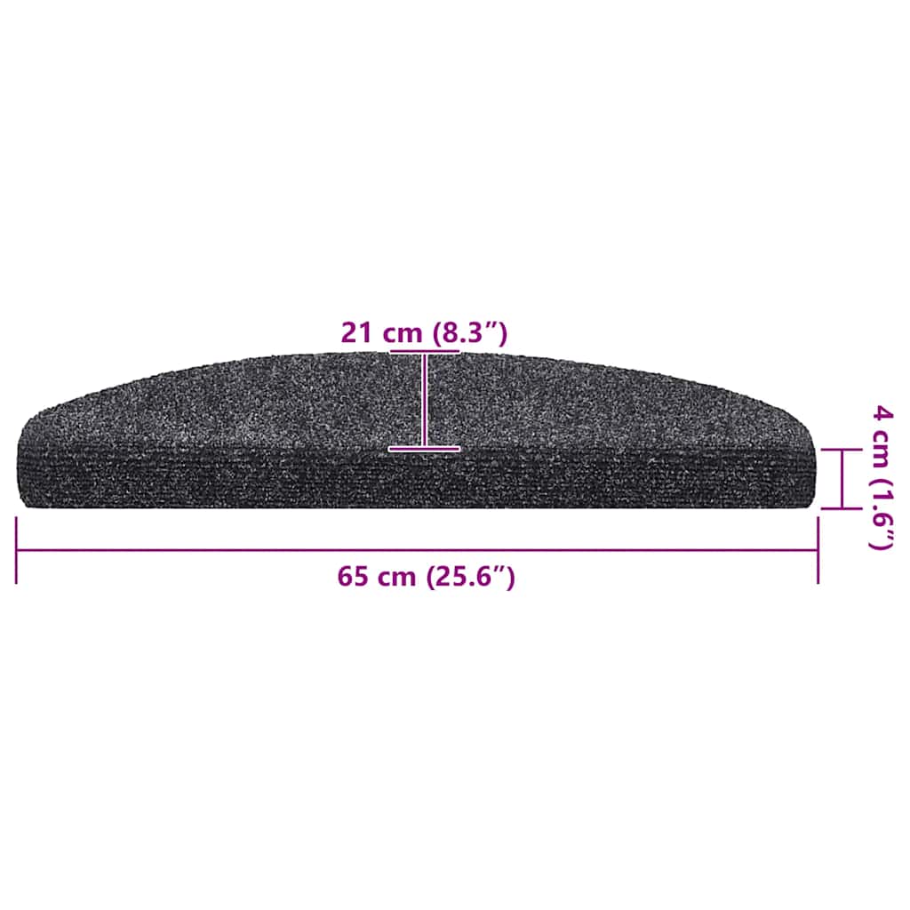 Stair Mats Self-adhesive 20 pcs 65x21x4 cm Dark Grey Half Round Large