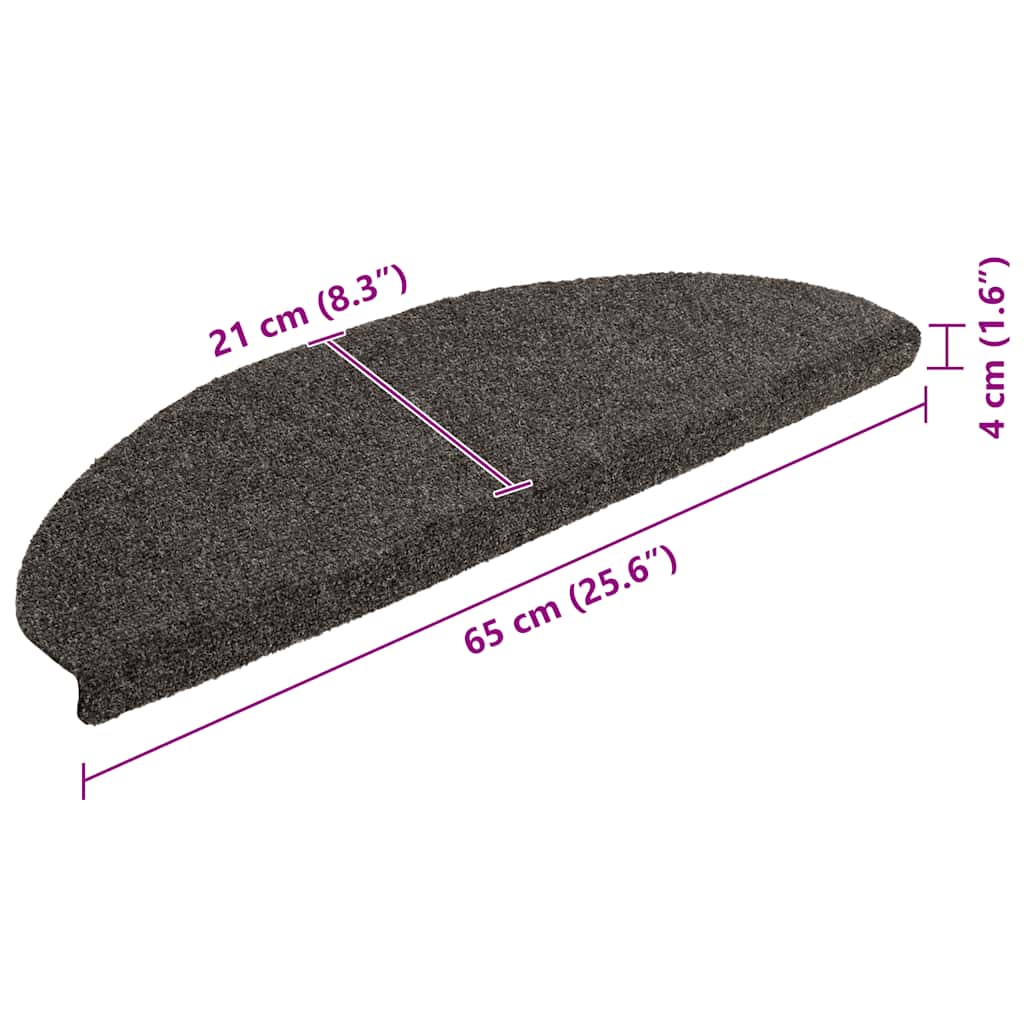 Stair Mats Self-adhesive 20 pcs 65x21x4 cm Anthracite Half Round Large
